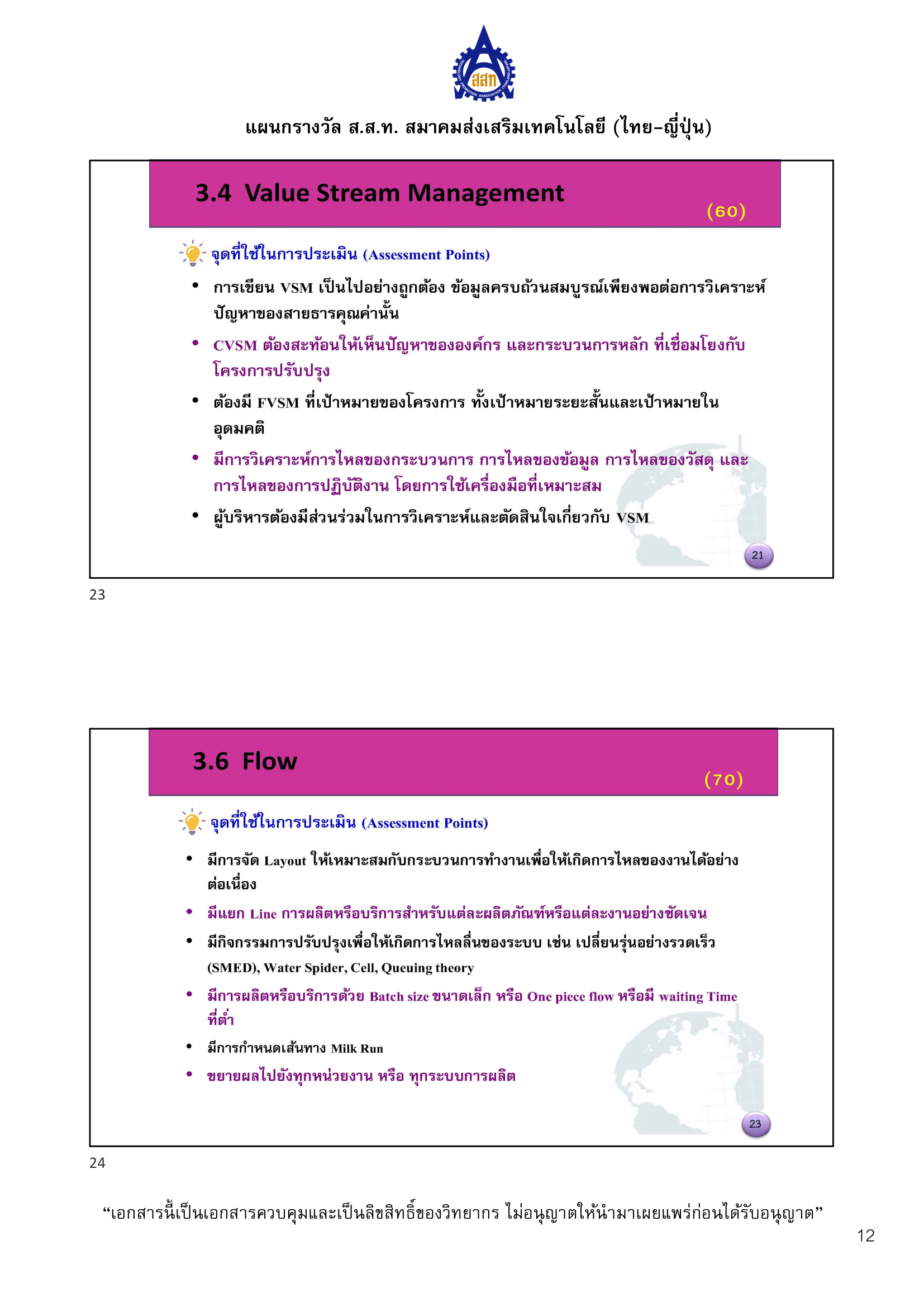 หลักเกณฑ์การพิจารณา Lean