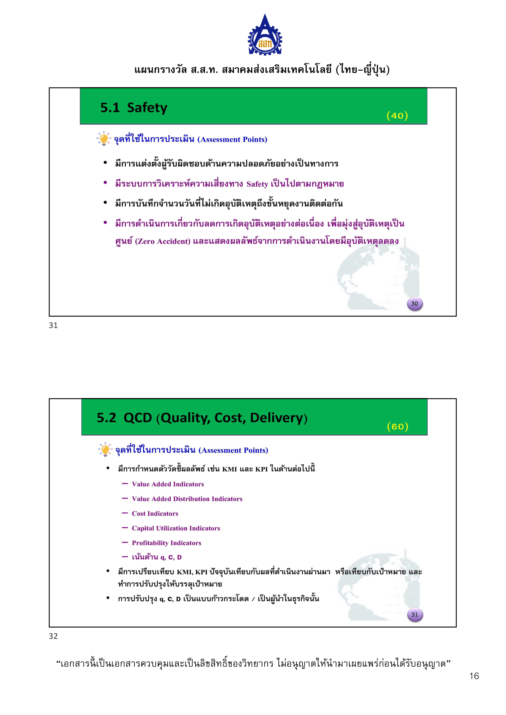หลักเกณฑ์การพิจารณา Lean